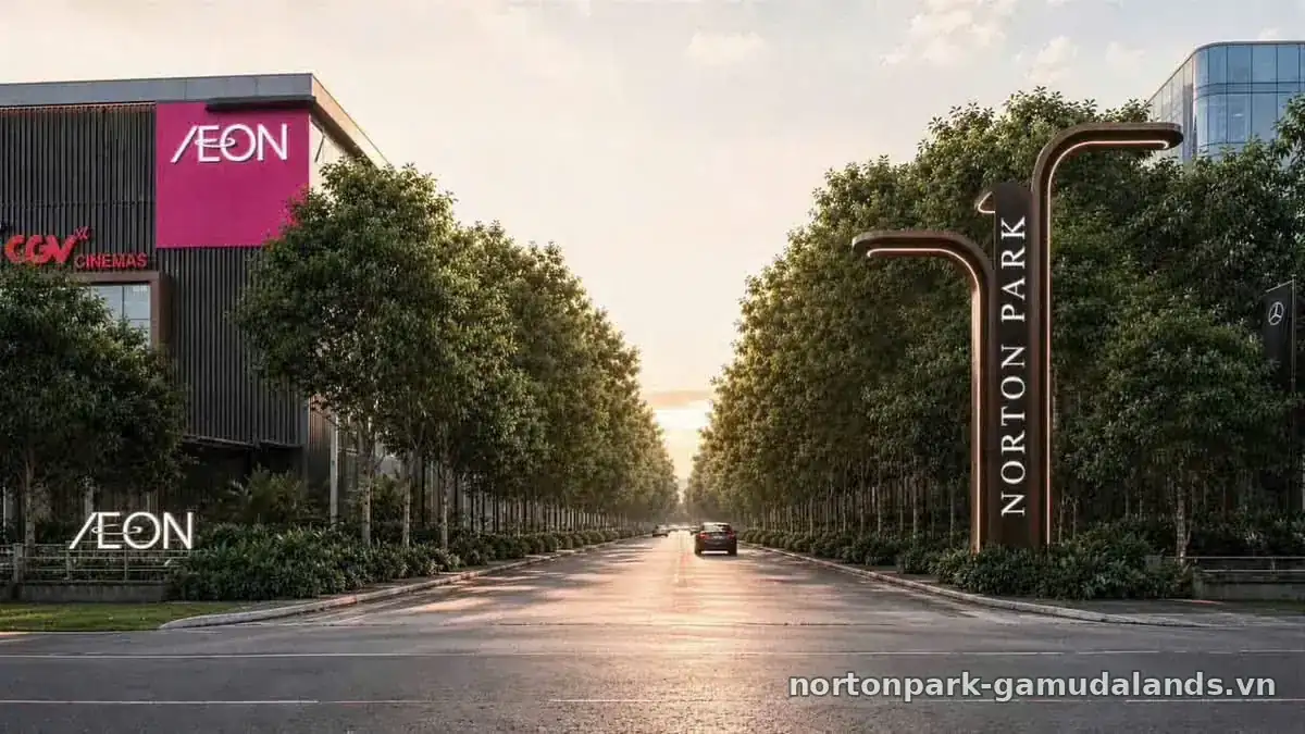 Cổng Norton Park liền kề AEON Mall Bình Dương