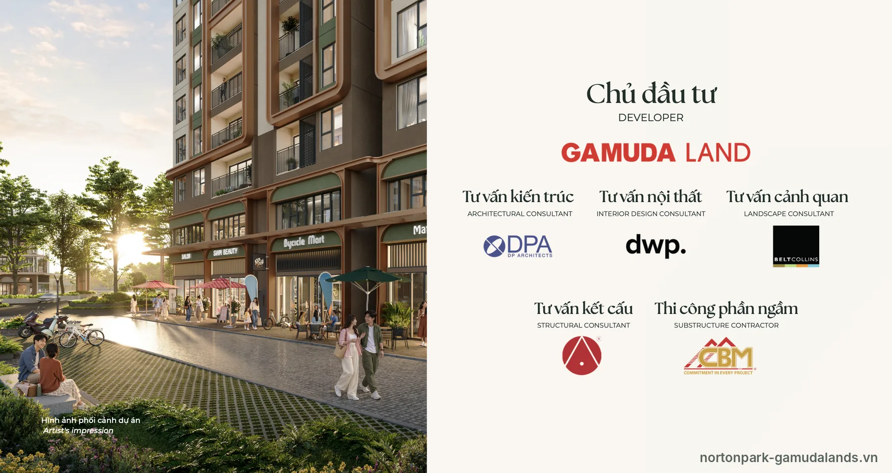 Chủ đầu tư Gamuda Land và các đơn vị tư vấn kiến trúc, nội thất, cảnh quan, kết cấu dự án Norton Park