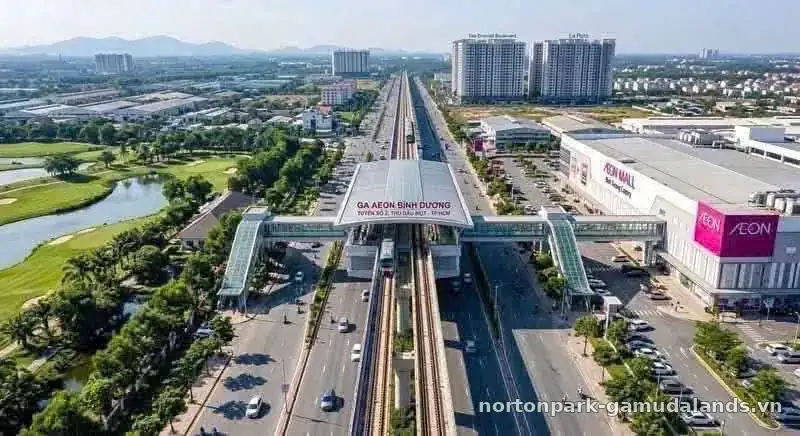 Nhà ga metro trên Đại lộ Bình Dương cạnh AEON Mall, đối diện Norton Park