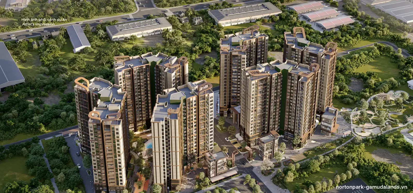 Toàn cảnh 6 tòa tháp Norton Park nhìn từ trên cao