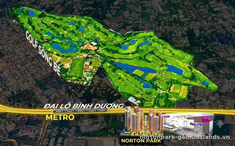 Sân Golf Sông Bé đối diện Norton Park, bên tuyến metro Đại lộ Bình Dương