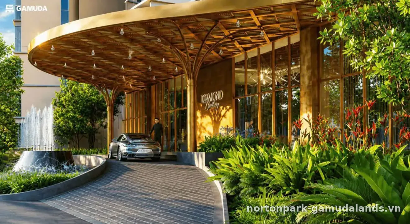 Sảnh đón drop-off tòa tháp Norton Park do Savills vận hành