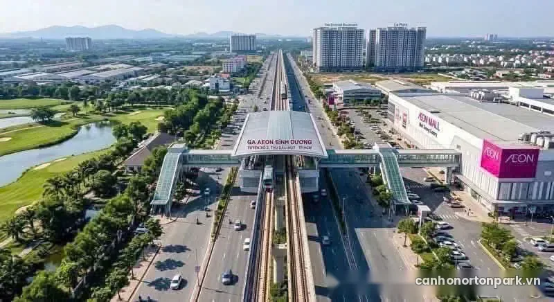 Nhà ga metro trên Đại lộ Bình Dương cạnh AEON Mall, đối diện Norton Park